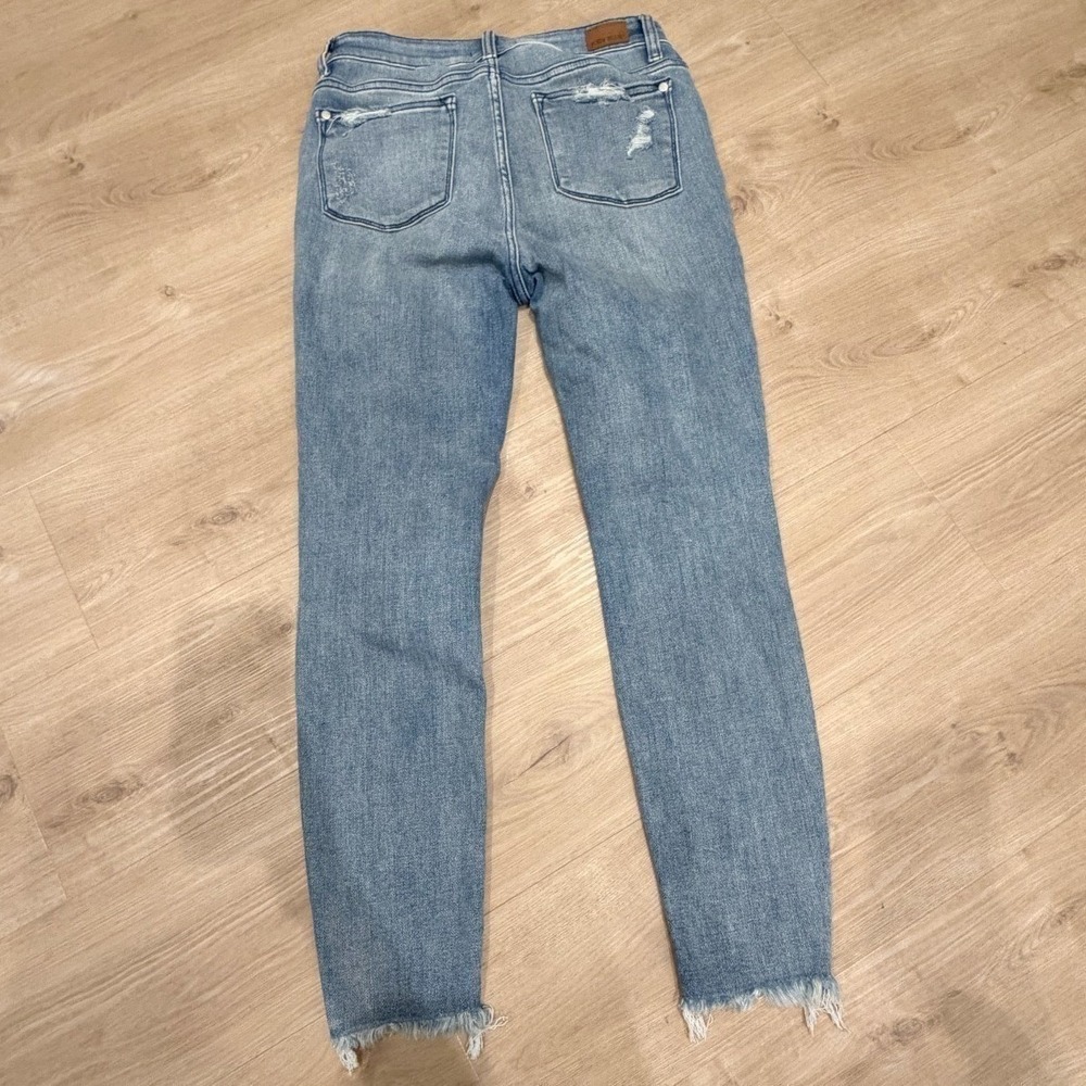 Judy Blue Womens Blue Distressed Denim Raw Hem Stretch Skinny Fit Jeans Size 7 - Picture 3 of 8